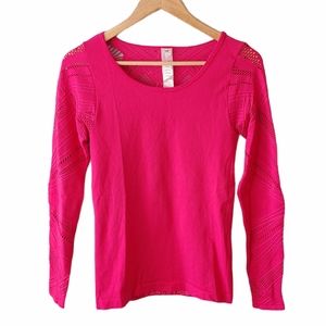 Fabletics Magenta Pink Long Sleeve Shirt with Mesh Size Medium